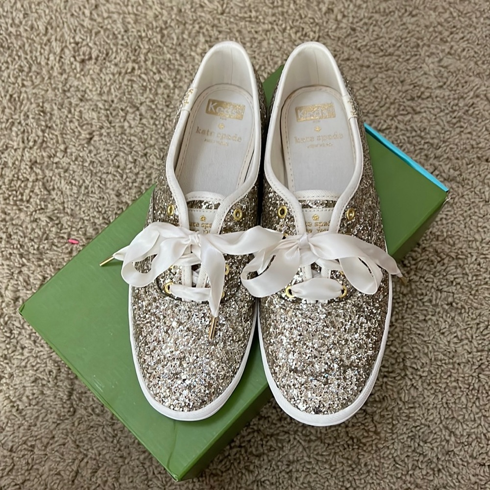 kids for kate spade platinum glitter shoe